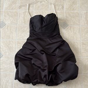 David's Bridal Black Strapless Bubble Hem Cocktail Dress